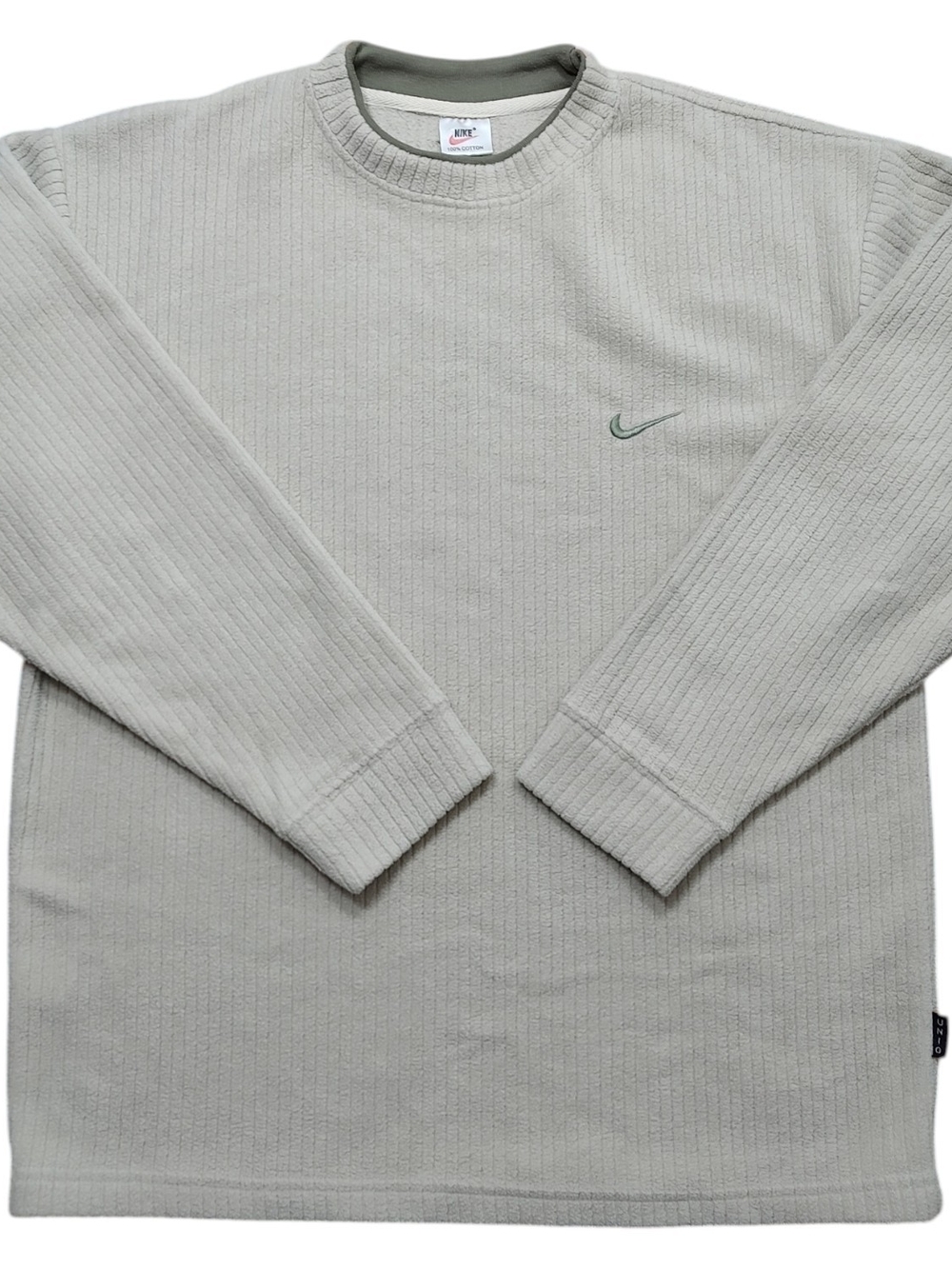 Vtg Bootleg Embroidered Nike Light Brown Tan Crewneck Fleece Sweatshirt Large
